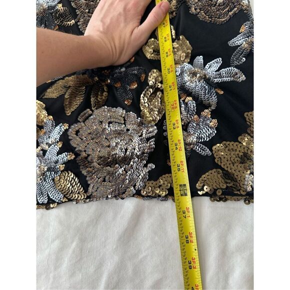 NWT Cache dress sequin Floral gold and silver Size S - Picture 5 of 9